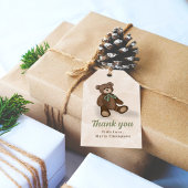 Schattige "Dank je wel" teddybeer voor baby shower Cadeaulabel