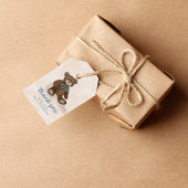 Schattige "Dank je wel" teddybeer voor babyshower Cadeaulabel
