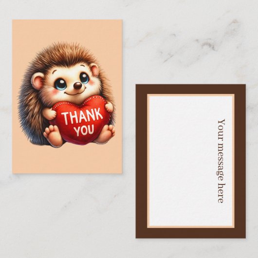 Schattige dank u bericht toevoegen Hedgehog Notitiekaartje (Voorkant / Achterkant)