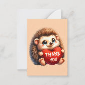 Schattige dank u bericht toevoegen Hedgehog Notitiekaartje (Voorkant)