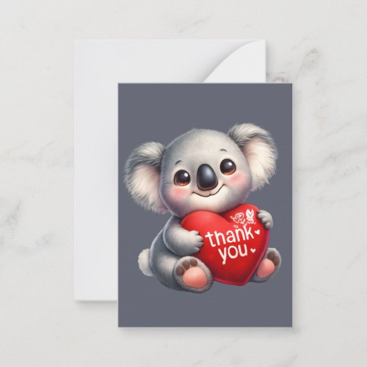 Schattige dank u bericht toevoegen Koala beer Notitiekaartje (Voorkant)