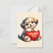 Schattige dank u bericht toevoegen puppy notitiekaartje (Voorkant)