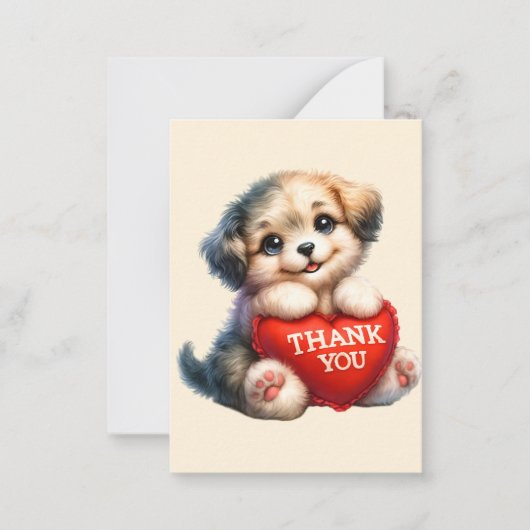 Schattige dank u bericht toevoegen puppy notitiekaartje (Voorkant)
