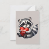Schattige dank u bericht toevoegen Raccoon Notitiekaartje (Voorkant)