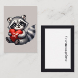 Schattige dank u bericht toevoegen Raccoon Notitiekaartje