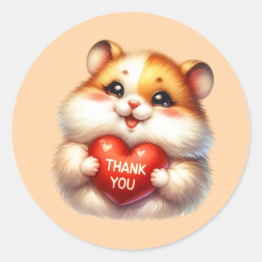 Schattige Dank u Hamster Ronde Sticker (Voorkant)