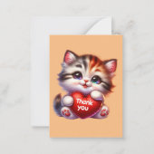Schattige dank u kat bericht toevoegen notitiekaartje (Voorkant)
