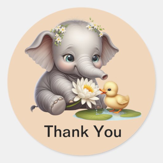 Schattige dank u olifant Stickers (Voorkant)