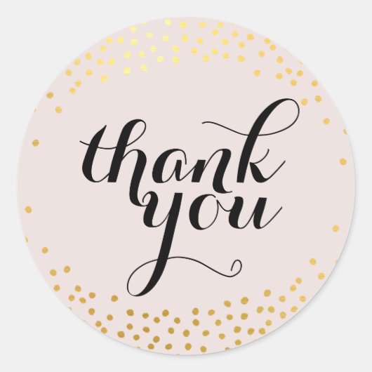 SCHATTIGE DANK U SEAL gouden confetti blush roze Ronde Sticker (Voorkant)