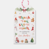 Schattige dank u sneeuw veel kerstfeestje cadeaulabel (Voorkant)