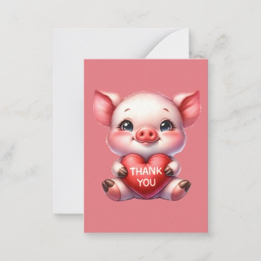 Schattige dank u varken voeg bericht toe notitiekaartje (Voorkant)