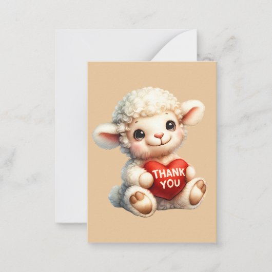 Schattige dank u voeg bericht lamb Note Kaart toe Notitiekaartje (Voorkant)