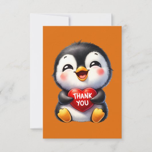 Schattige dank u voeg bericht Penguin toe Notitiekaartje (Voorkant)