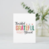 Schattige dankbare gezegende woordkunst briefkaart (Staand voorkant)