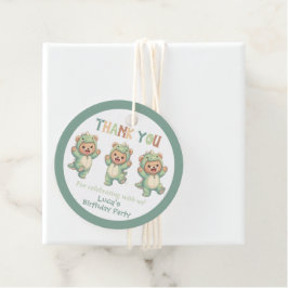 Schattige dankjewel teddybeer dinosaurus verjaarda bedankjes labels