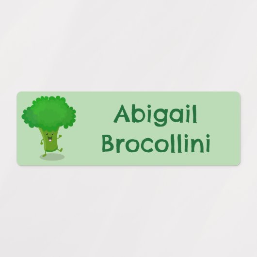 Schattige dansen broccoli cartoon gepersonaliseerd labels (Design 1)