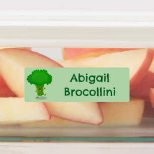 Schattige dansen broccoli cartoon gepersonaliseerd labels