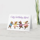 Schattige dansen Capybaras gepersonaliseerde verja Kaart (Voorkant)