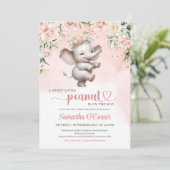 Schattige dansen olifant boho blush roze bloemenme kaart (Staand voorkant)