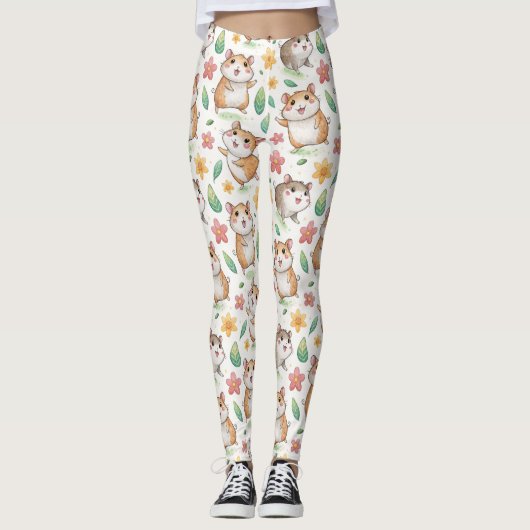 Schattige dansend hamsterpatroon leggings (Voorkant)