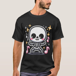 Schattige dansend skelet Halloween Kawaii Spooky V T-shirt