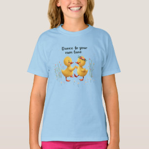 Schattige dansende eendjes met bloemrijke lente-sf t-shirt