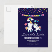 Schattige Dansende Eenhoorns Magische Sla de Datum Briefkaart (Voorkant / Achterkant)