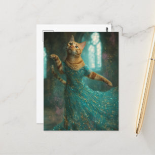 Schattige dansende gemberkat briefkaart