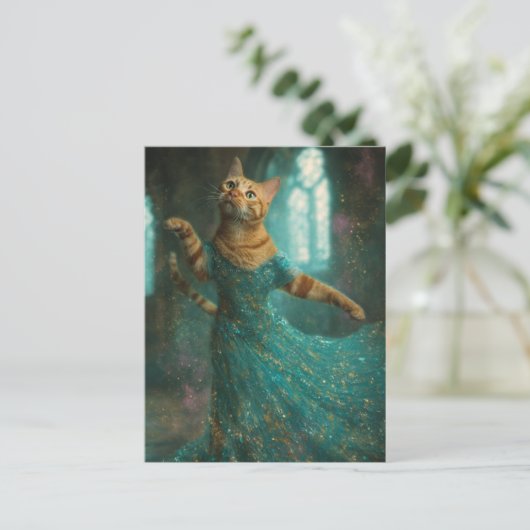 Schattige dansende gemberkat briefkaart (Staand voorkant)