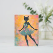 Schattige Dansende Kat Briefkaart (Staand voorkant)
