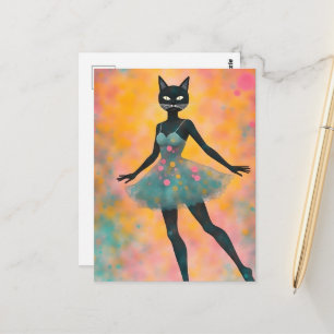 Schattige Dansende Kat Briefkaart