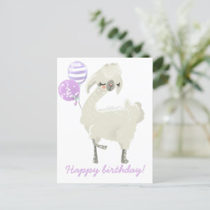 Schattige dansende lama met ballonnen - Kinderverj Briefkaart