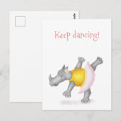 Schattige dansende neushoorn briefkaart (Voorkant / Achterkant)