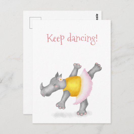 Schattige dansende neushoorn briefkaart (Voorkant / Achterkant)