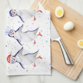 Schattige Dansende Pinguïns Kerstmis Theedoek (Quarter Fold)