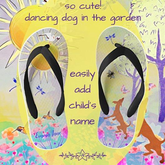 Schattige dansende puppy Dog met vlinder Kinder Teenslippers