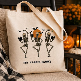 Schattige Dansende Skeletten Gepersonaliseerd Hall Tote Bag