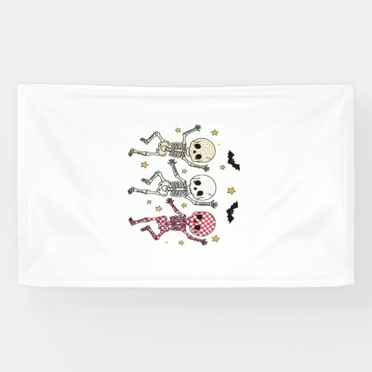 Schattige dansende skeletten voor Halloween Spandoek (Horizontaal)