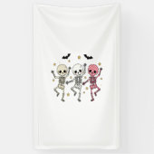 Schattige dansende skeletten voor Halloween Spandoek (Verticaal)