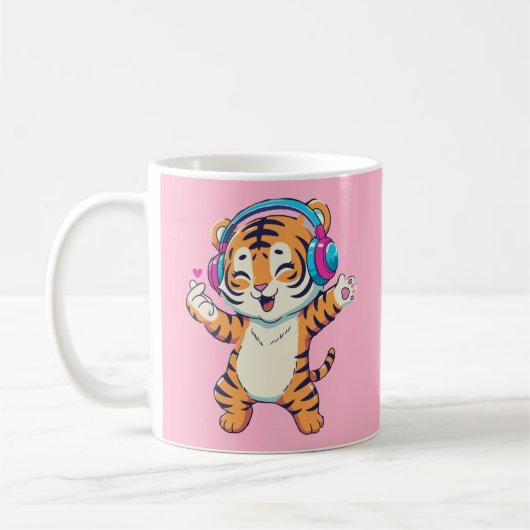 Schattige dansende tijger koffiemok (Links)