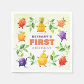 Schattige dansfruit eerste 1e verjaardagsfeest servet (Voorkant)