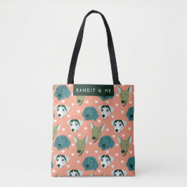 Schattige Dapper Dogs & Hearts Roze Tote Bag
