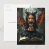 Schattige Dark Angel met koffie en een boek Briefkaart (Voorkant / Achterkant)