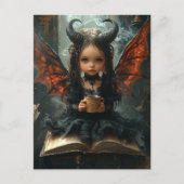 Schattige Dark Angel met koffie en een boek Briefkaart (Voorkant)