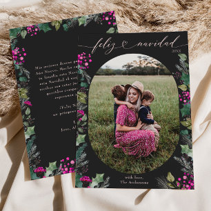 Schattige Dark Feliz Navidad Feestdagenkaart