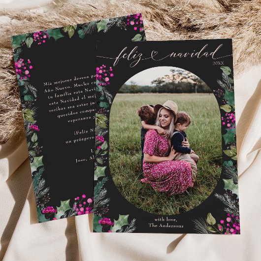 Schattige Dark Feliz Navidad Feestdagenkaart