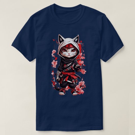 Schattige Dark Samurai Cat TShirt (Design voorkant)