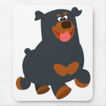 Schattige dartelende cartoon rottweiler muismat