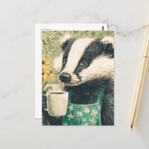 Schattige das met een kopje koffie briefkaart