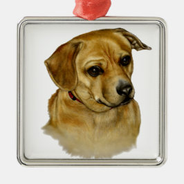 Schattige Daschsy-Terriër Mix Hond Metalen Ornament
